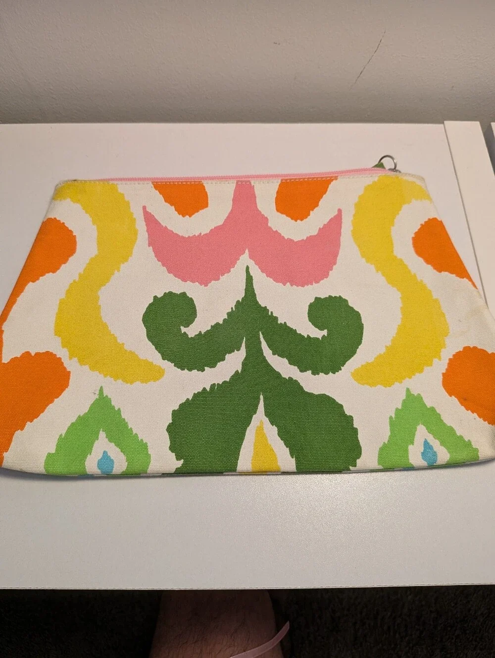 Dana Gibson Canvas Ikat Pouch Cosmetic Makeup Bag Travel Clutch - Picture 1 of 3